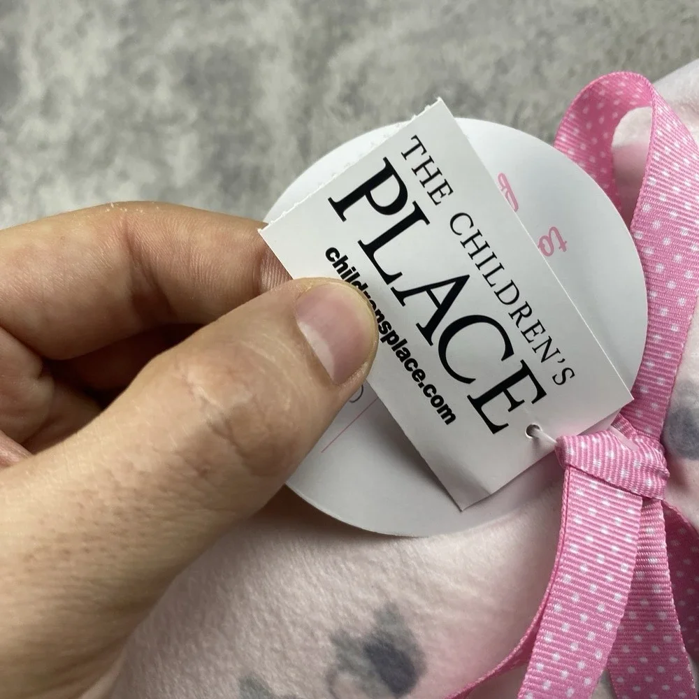 The Childrens Place‎ Baby Blanket Gray Pink Elephants Balloons Sherpa